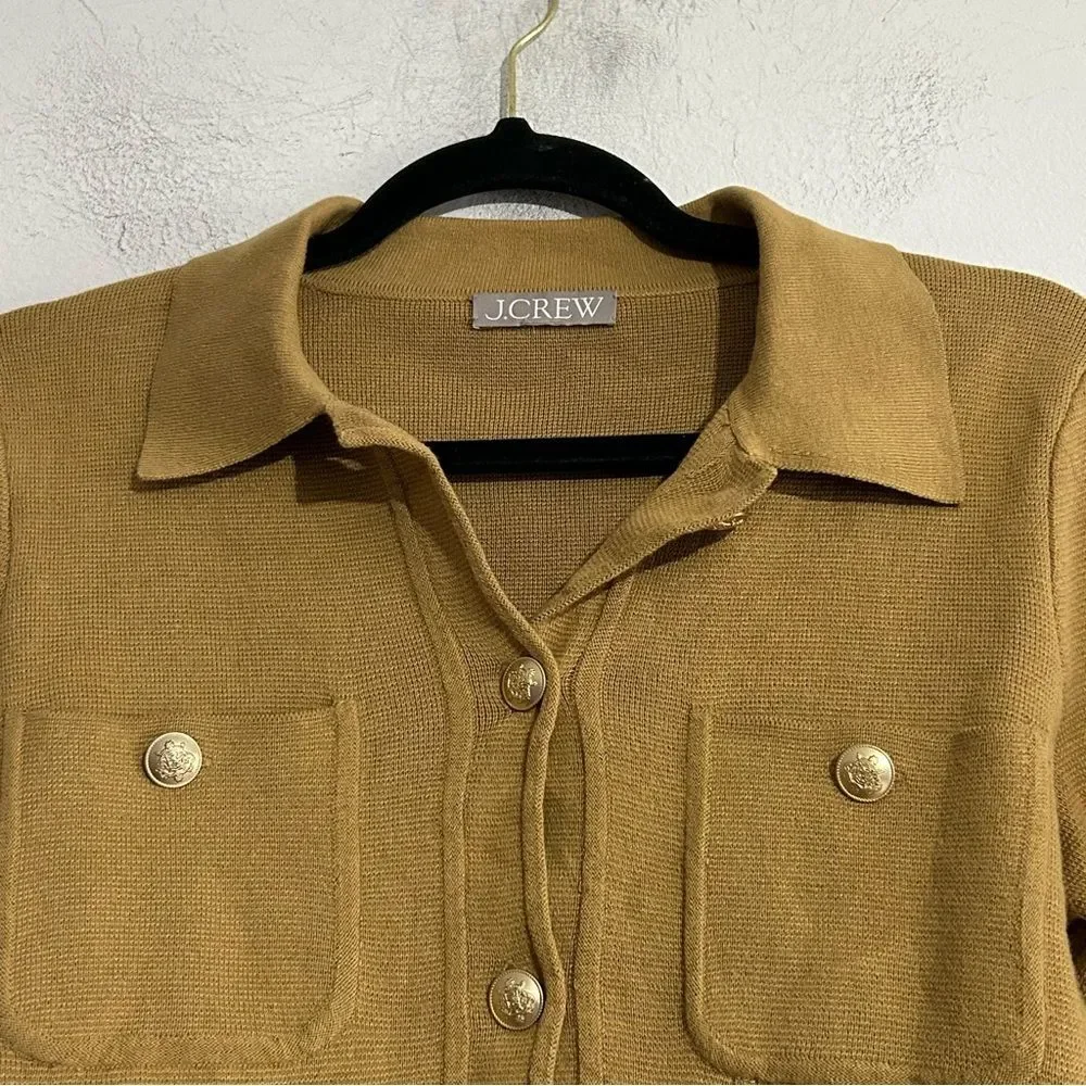 J. Crew Patch Pocket Lady Jacket Cardigan Sweater Honey Brown Preppy Academia